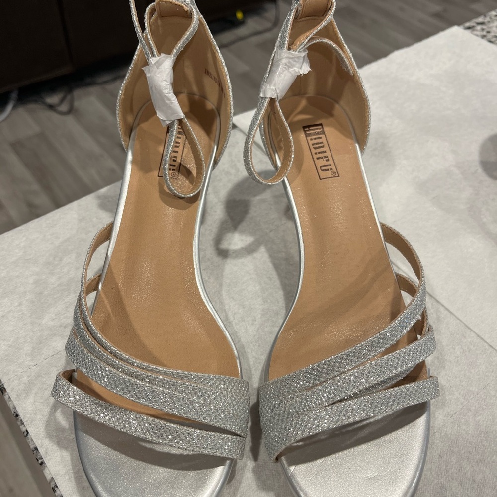 Glittery Silver Strappy Heels